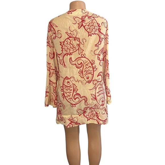 OndandeMar Red and Cream Patterned Fish Swim Cover Up - Picture 6 of 8